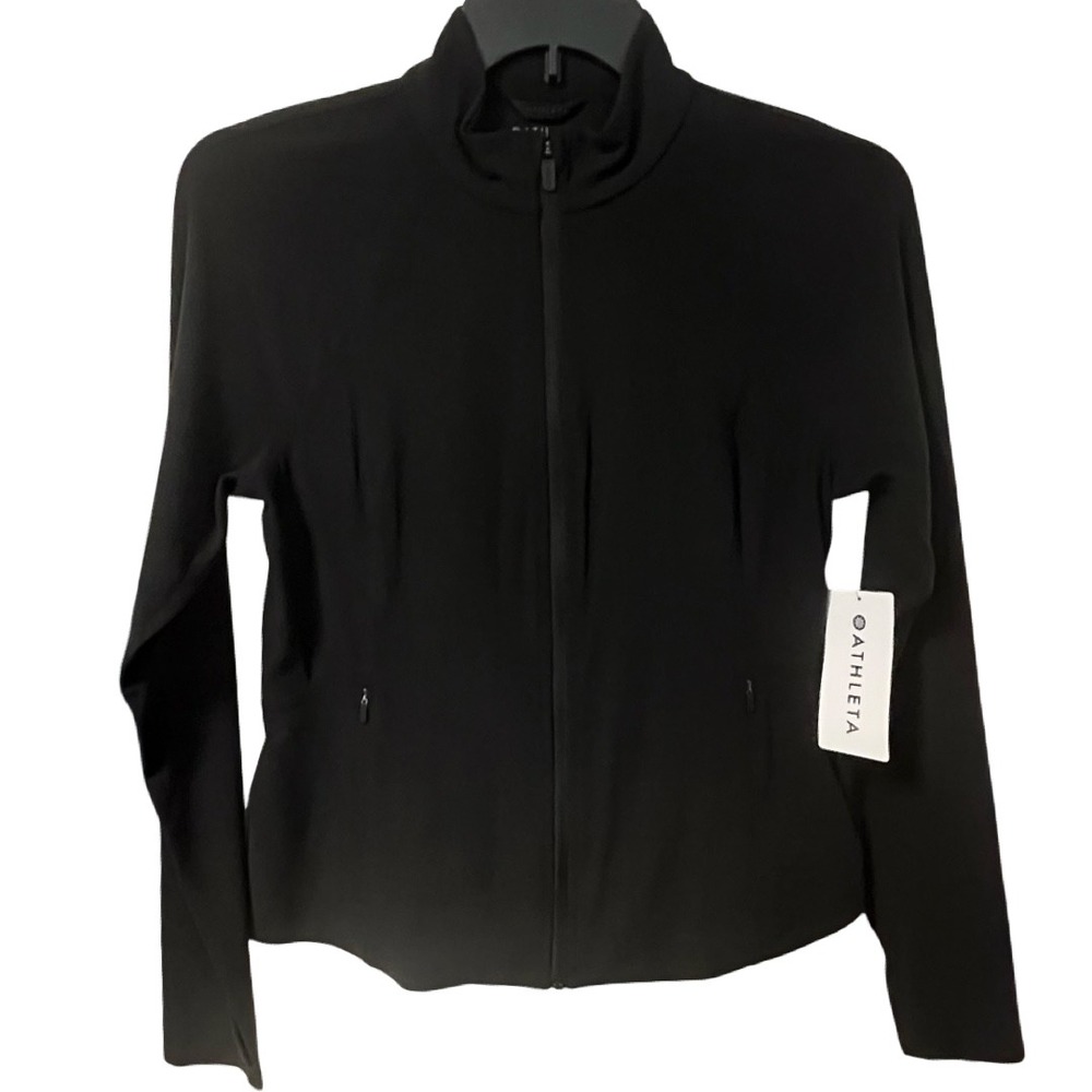 NWT Athleta Salutation Jacket 2.0 Black‎ Powervita Full Zip Yoga Sweater Large
